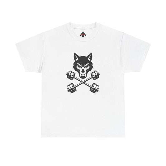 Men's Wolf Gym Tee, Workout Shirt, Fitness Gift, Unisex Heavy Cotton Tee, Activewear, Weightlifting Apparel